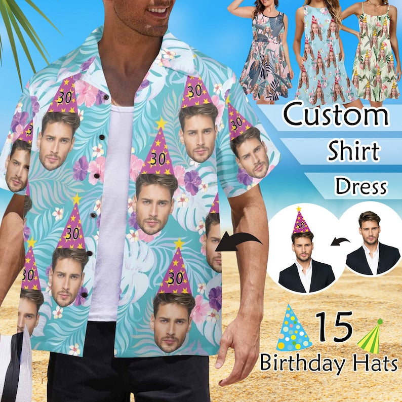Birthday Hat Custom Hawaiian Shirt for Dad, Hawaii Shirt For Men Funny Dad and Mom