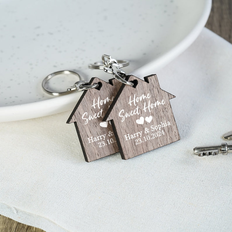 Personalised First Home Keyrings, New Home Keyrings, House Keyrings Set, Wooden Keyrings, New Homeowners, New House Gift, House Keychains il_794xN.5843356573_frfa.jpg