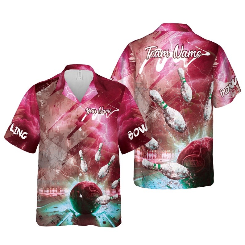 Personalized Cracked Pin Bowling Hawaiian Shirt Bowling Team Shirt Hawaiian Bowling For Kid Bowling Shirt Bowling Player Bowlers Gift