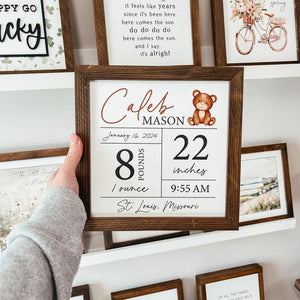 Custom Birth Statistics Wood Sign, Custom Nursery Sign, Baby Name Sign, Baby Shower Gift, Personalized Name Sign, Birth Stat Framed Sign