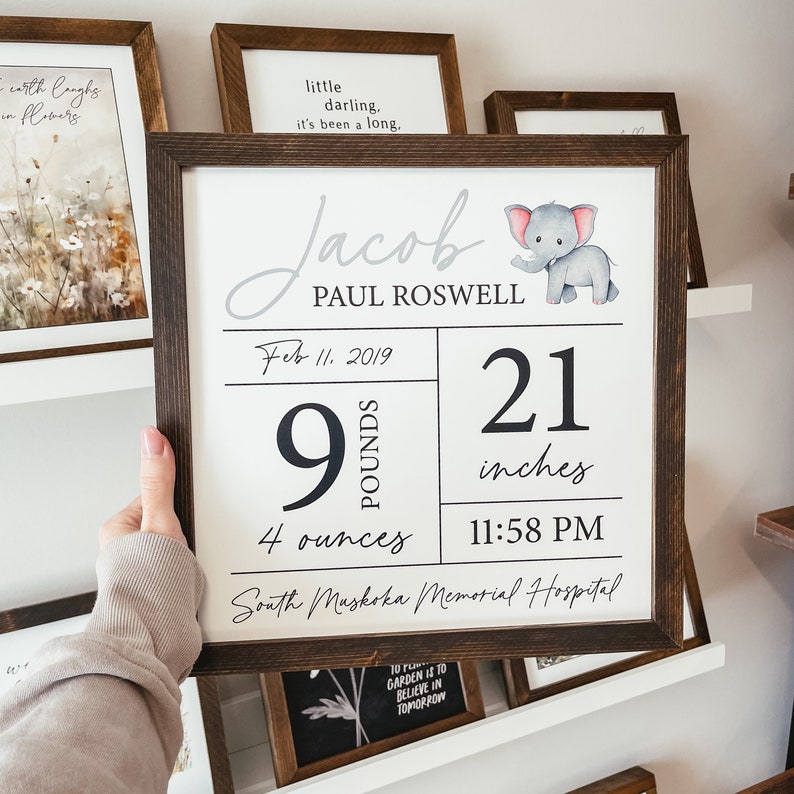 Custom Birth Statistics Wood Sign, Custom Nursery Sign, Baby Name Sign, Baby Shower Gift, Personalized Name Sign, Birth Stat Framed Sign