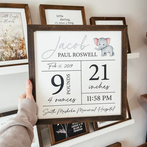 Custom Birth Statistics Wood Sign, Custom Nursery Sign, Baby Name Sign, Baby Shower Gift, Personalized Name Sign, Birth Stat Framed Sign