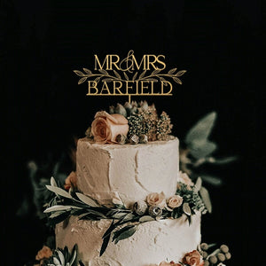 Rustic Gold Wedding Cake Topper, Floral Cake topper for Wedding, Mr and Mrs Cake Toppers, Custom Cake Toppers, Anniversary Cake Topper