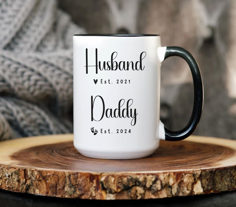 New Mom and Dad Mug Baby Shower Coffee Mug Gift for New Parents Custom First Time Mommy and Daddy Gift for Husband and Wife New Daddy
