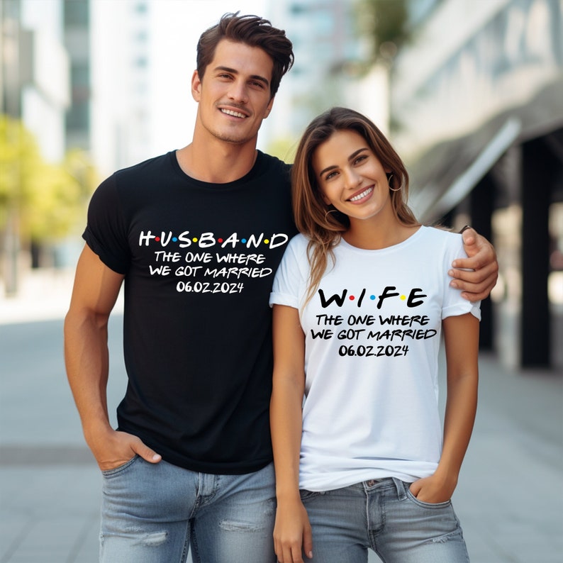 Wifey and Hubby Shirt, Mr and Mrs, Just Married Shirt, Honeymoon Shirt, Friends Font Honeymoon Shirts, Wedding Shirt, Just Married Shirts