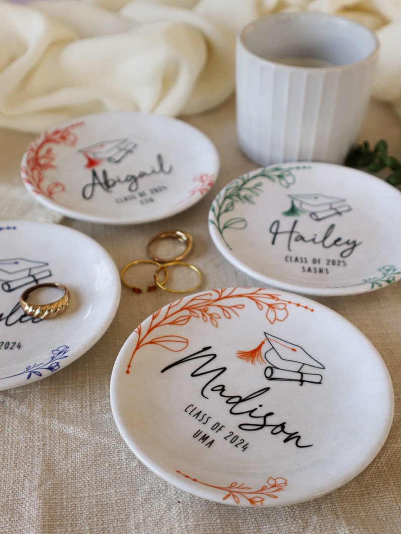 Personalized Graduation Jewelry Dish Graduation Gift for Her Perfect College, High School, Best Friend Grad Gift Class 2025 Ring Dish