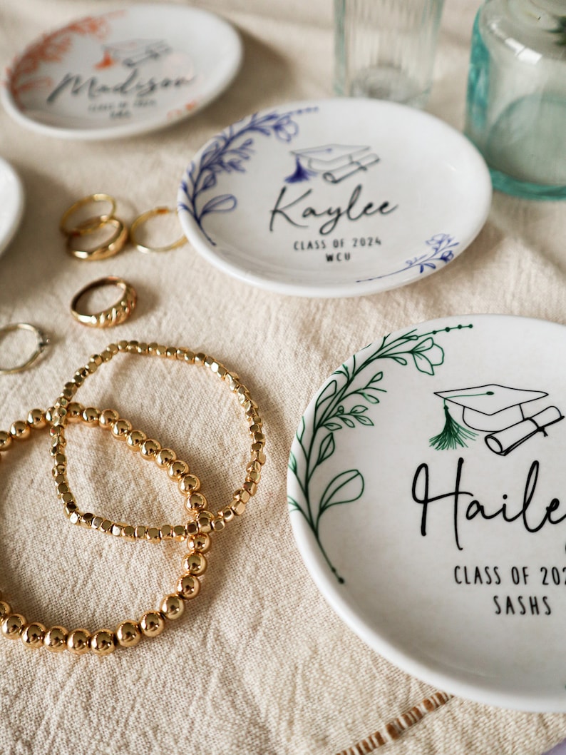 Personalized Graduation Jewelry Dish Graduation Gift for Her Perfect College, High School, Best Friend Grad Gift Class 2025 Ring Dish