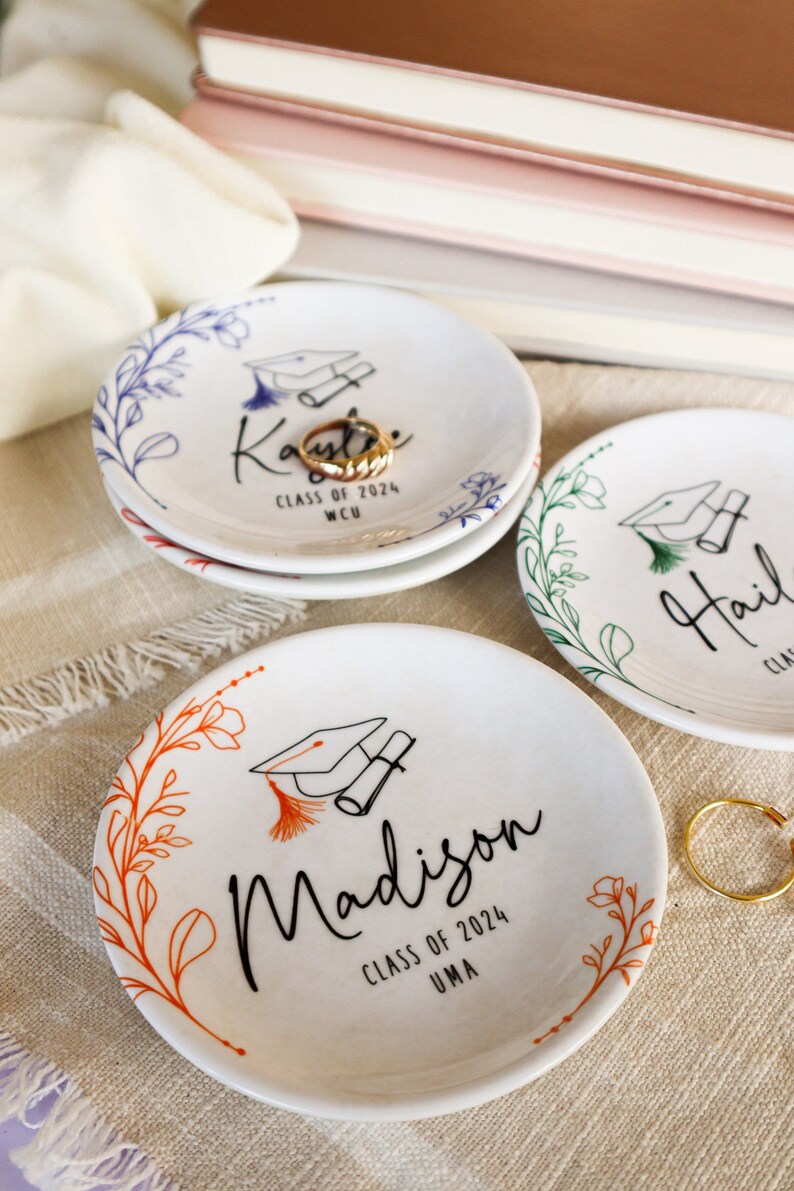 Personalized Graduation Jewelry Dish Graduation Gift for Her Perfect College, High School, Best Friend Grad Gift Class 2025 Ring Dish