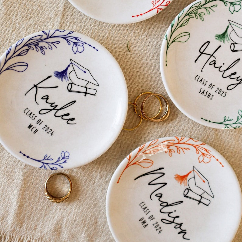 Personalized Graduation Jewelry Dish Graduation Gift for Her Perfect College, High School, Best Friend Grad Gift Class 2025 Ring Dish