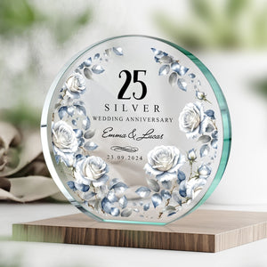 Personalised 25th Wedding Anniversary Gift | Silver Anniversary Plaque | Anniversary Keepsake Gift for Husband, Wife, Parents