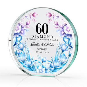 Personalised 60th Wedding Anniversary Gift | Diamond Anniversary Plaque | Anniversary Gift for Parents, Grandparents | 60 Years Married Gift