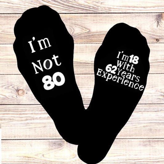 80th Birthday Socks, Gift For Dad, Mum, Grandad, Grandpa, Grandma, Novelty Gift For Men, For Women, Socks with Words