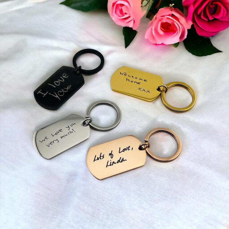 Personalised Handwriting Keyring | Personalised Handwriting Keychain | Laser Engraved Handwriting Keyring | Actual Handwriting