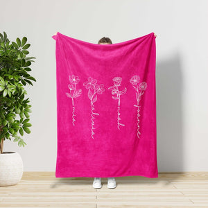 Birth Month Flower Blanket, Home Decor, Gift For Mothers Day,Aesthetic Unique Bedding,Mother Birthday Gift,Grandma Mothers Day,Gift For Wife