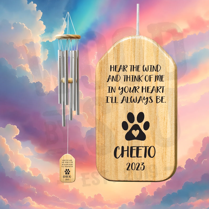 Here The Wind And Think Of Me Pet Memorial Dog Loss of Dog Memorial Pet Memorial Gift Pet Loss Gifts Sympathy Gift Windchime In Memory Bereavement Gift Dog Remembrance il_794xN.5851953811_tcsx.jpg