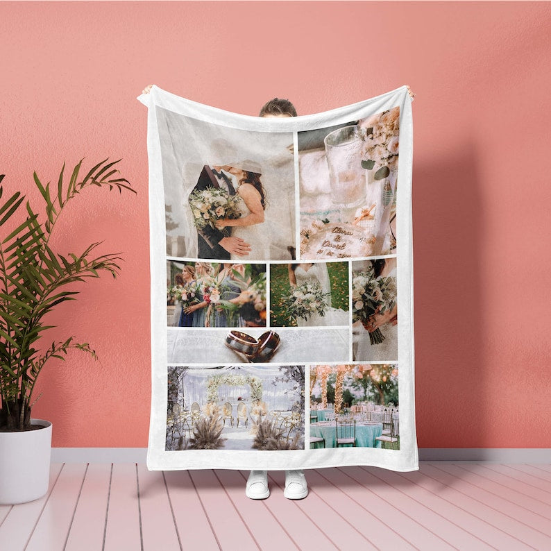 Custom Picture Blanket, Personalized Holiday Home Farmhouse Indoor Decor, Christmas Gift Mom Dad, Winter Blanket,Unique Xmas New Home Gift