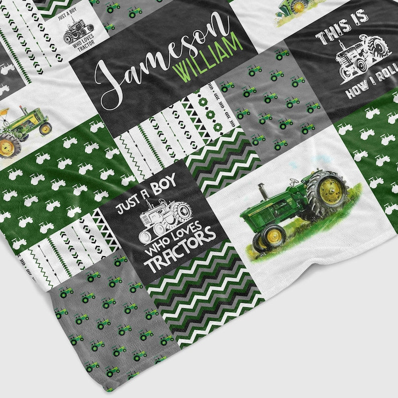 Just A Boy Who Loves Tractors Blanket, Custom Baby Blanket, Truck Blanket, Blanket For Baby, Gift Blanket For Boys, Blanket For Christmas