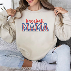 Custom Embroidered Mom Crewneck Baseball Shirt, Baseball Mom Gift, Custom gift, Baseball Embroidery Gift