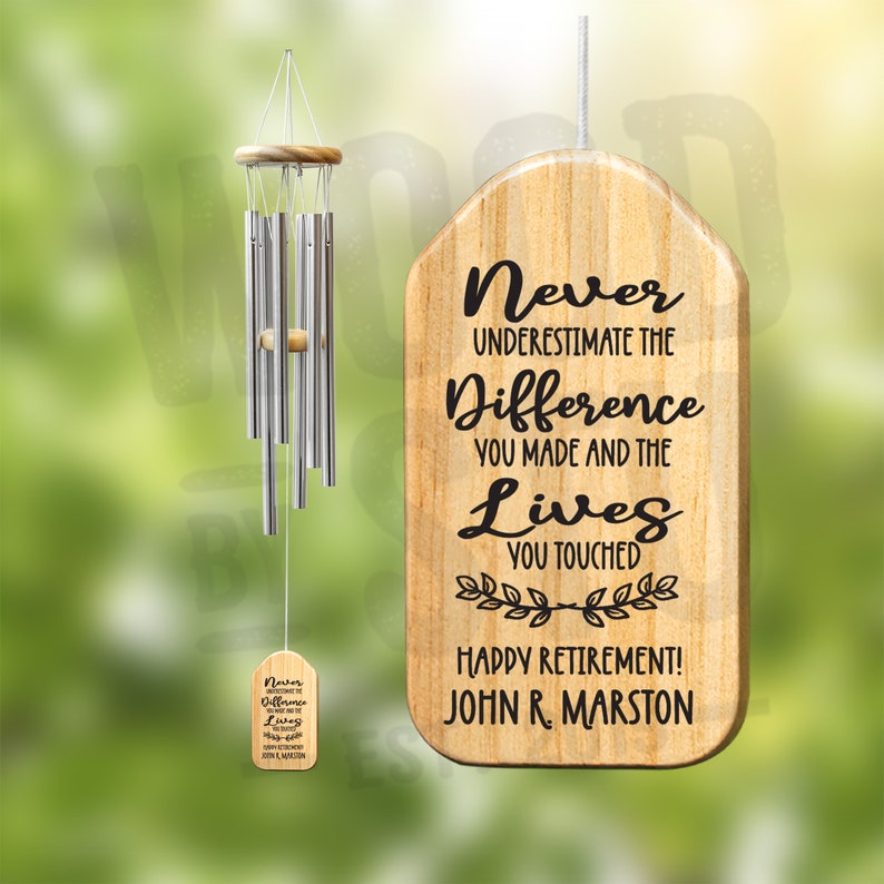 Personalized Wind Chimes Gift - Retirement Gift Chime - Teacher Gift - Personalized Gift - Coworker Gift - Happy Retirement Retiree