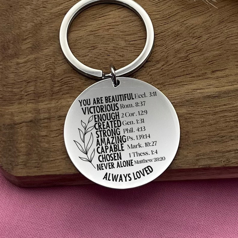 Custom Bible Verse Aluminium Keychain - Personalized Carry Your Faith Keychain - Christmas Gift