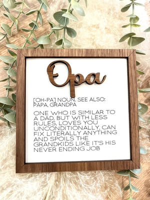 Family definition sign | mom | dad | grandma | grandpa | oma | opa | nana | papa