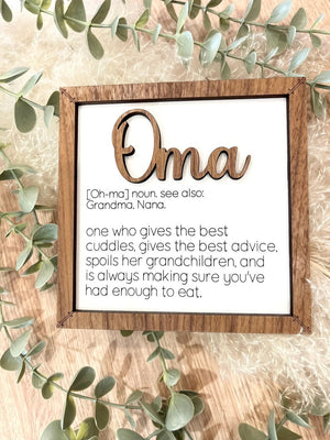 Family definition sign | mom | dad | grandma | grandpa | oma | opa | nana | papa