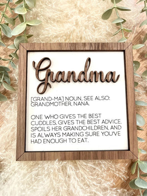 Family definition sign | mom | dad | grandma | grandpa | oma | opa | nana | papa