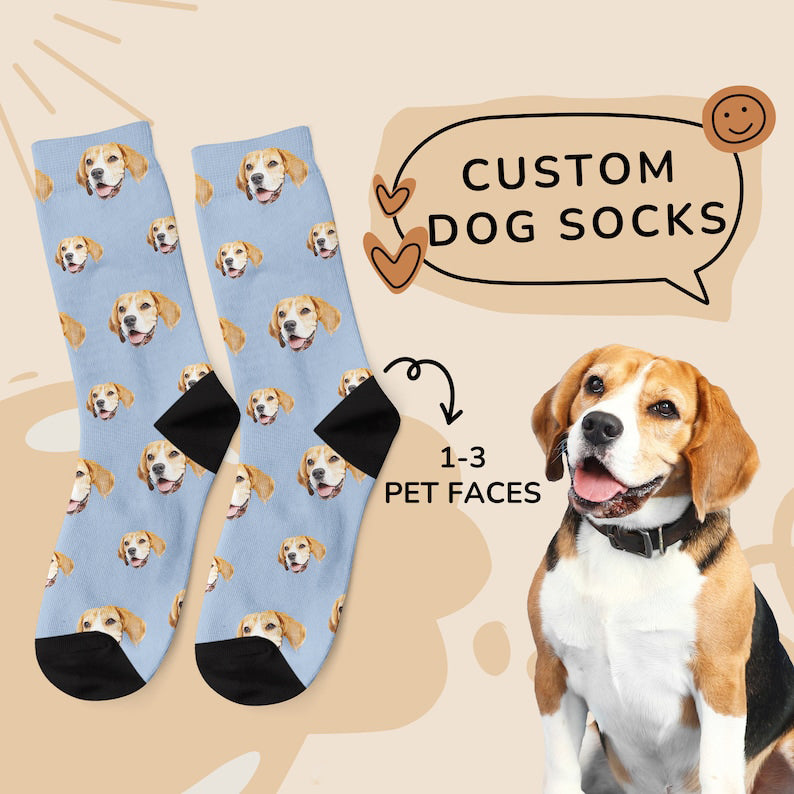 Custom Dog Face Socks, Personalized Socks with Photo, Custom Colored Oil Panting Photo Socks, Cute Dog Photo Socks, Funny Socks for Mom Dad
