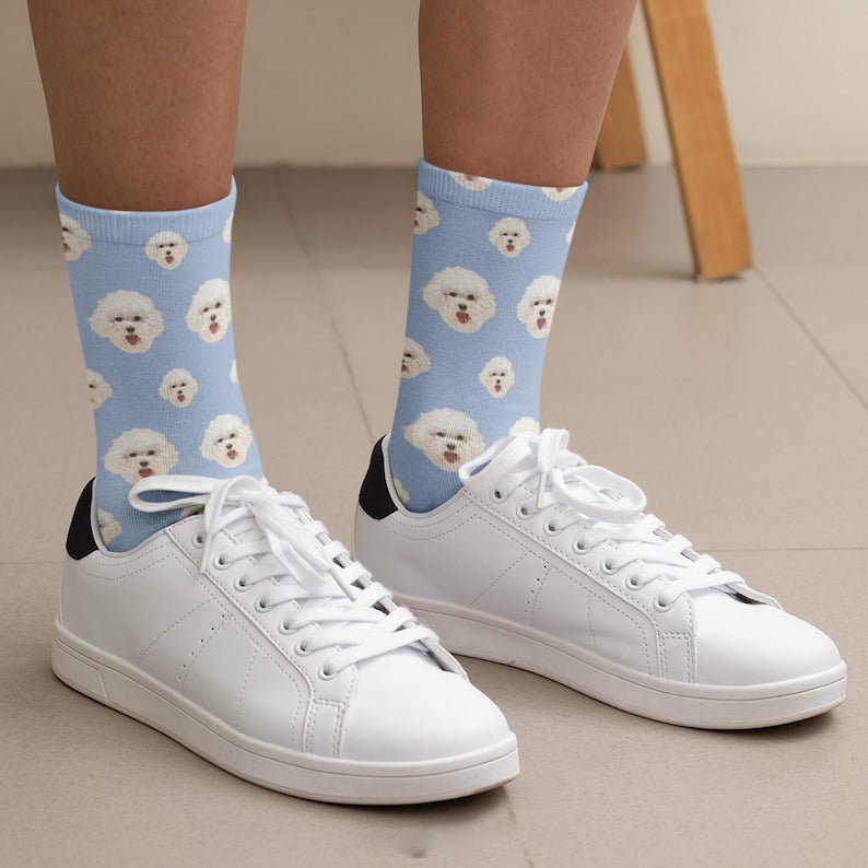 Custom Dog Face Socks, Personalized Socks with Photo, Custom Colored Oil Panting Photo Socks, Cute Dog Photo Socks, Funny Socks for Mom Dad
