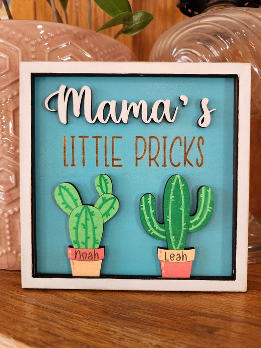 Funny Mother's gift, Mama's little pricks, Mother's Day gift, Little Prick family sign, Personalized Mother's gift, Gift for Mom, Birthday