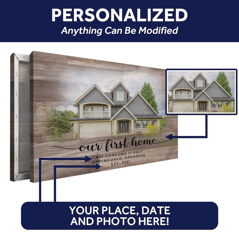 Housewarming Gift First Home, New Home Personalized Canvas Portrait Gift, Our First Home Sign, Realtor Closing Gift, House Warming Gift