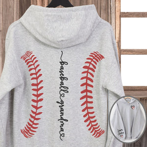 Grandma Baseball Sweatshirt With Kid Name Custom Baseball Long Sleeve Print Hoodie Personalized Grammy Shirt Minimalist Mothers Day Gift