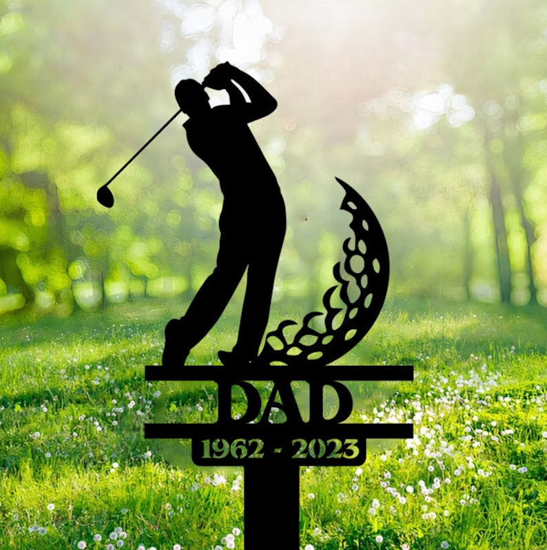 Personalized Golfer Memorial Stake, Golfer Name Sign, Golfer Loss, Sympathy Sign, Grave Marker, Remembrance Stake, Garden Sign, Golf Lover Gift