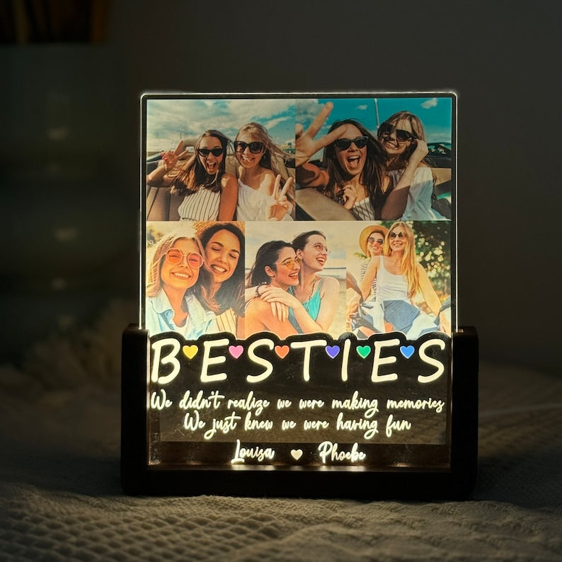 Personalized gifts, Personalized Best Friend Plaque Lamp, Besties Photo Night Light, Birthday Gift for Best Friend, Friendship Lamp.