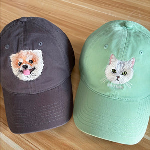 Custom Embroidered Cat Hat, Personalized Baseball Cap Using Your Cat Photo