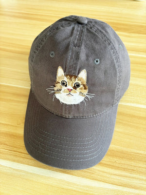 Custom Embroidered Cat Hat, Personalized Baseball Cap Using Your Cat Photo