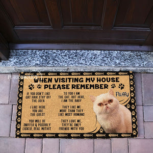 Custom Photo & Name Pet Doormat, Personalized When Visit My House, Please Remember Doormat, Kitchen Mat, Home Decor, Pet Lovers' Gift