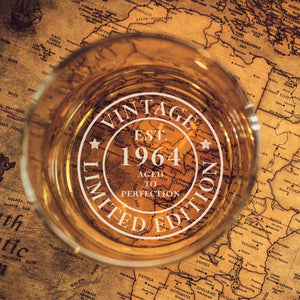 Custom 60th Birthday Whiskey Glass - Old Fashioned Rock Glass Birthday Gifts for Dad
