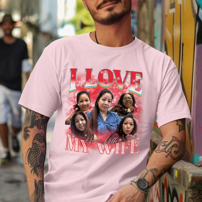 Custom Bootleg Rap Tee, I Love My Wife Shirt, Custom Wife Photo Shirt, Vintage Graphic 90s Tshirt, Valentine's Shirt Gift