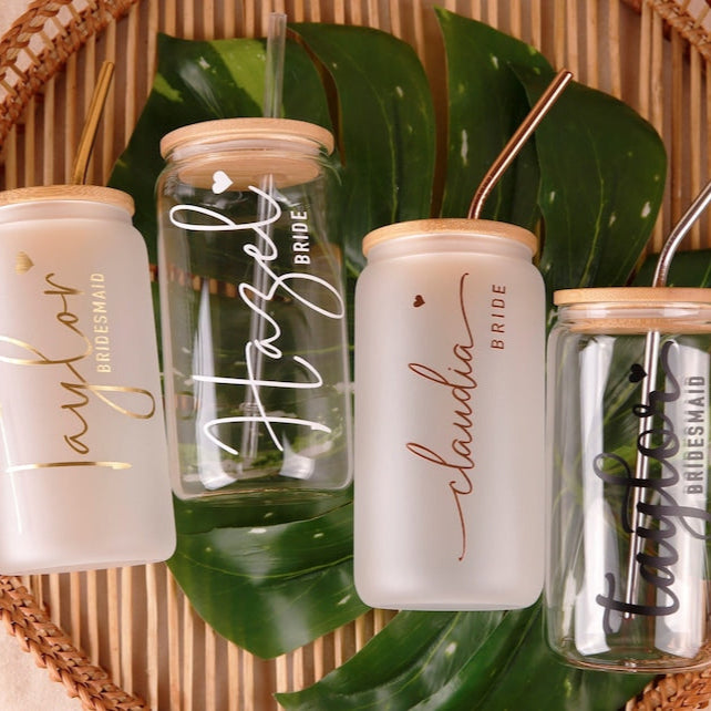 Bridesmaid Proposal, Future Mrs , Personalized Glass Tumbler, Frosted Glass Tumbler, Bamboo Lid Coffee Cup, Maid Of Honor Gifts by Bridgette