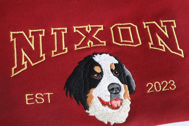 Custom Dog/Cat Face Embroidered Shirt from Your Photo,Personalized Embroidered Sweatshirt with Dog Name, Gifts for Dog Lover, Cat Lovers