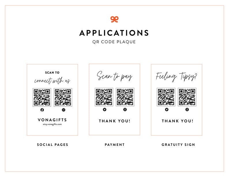 Custom QR Code Sign Personalized QR Sign Small Business Sign Shop Decor Business Social Media Sign Gratuity Sign