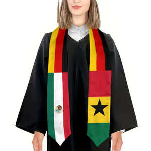 Custom Personalisable 3 Nation/Country Flag Graduation Stoles/Sash - Graduation Gift, Birthday Gift