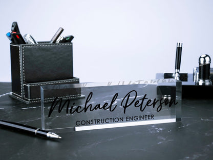 Name Plate for Desk, Custom Desk Plaque, Acrylic Desk Name Plate for Women, Professional Gift for Boss, Promotion Gift, New Job Gift