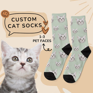 Custom Cat Face Socks, Personalized Socks with Cat Photo, Custom Cat Photo Socks, Bridesmaid Groomsmen Socks, Funny Socks for Mom Dad