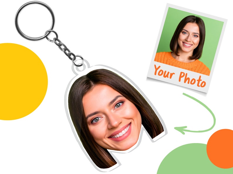Fathers Day Gift, Personalized Baby Face Keychain, Photo Face Cutout Keychain, Baby Boy Girl Face on Keychain, Gift for Mom, New Dad Gift