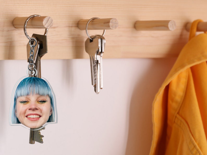 Fathers Day Gift, Personalized Baby Face Keychain, Photo Face Cutout Keychain, Baby Boy Girl Face on Keychain, Gift for Mom, New Dad Gift