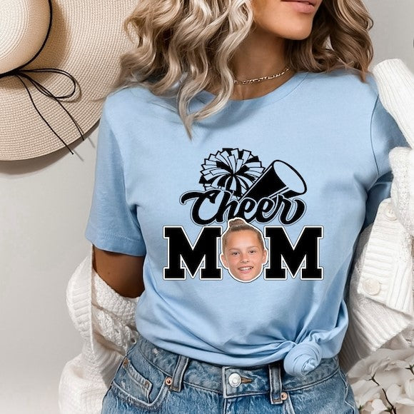 Custom Cheer Mom Shirt, Personalized Cheerleading Photo Shirt, Cheer Gift For Mom