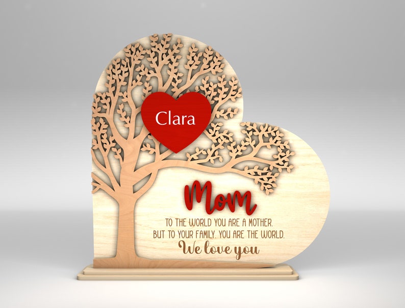 Personalized Family Tree Heart Stand Decor, Gift for Mom, Mothers Day, Mothers Day Gifts