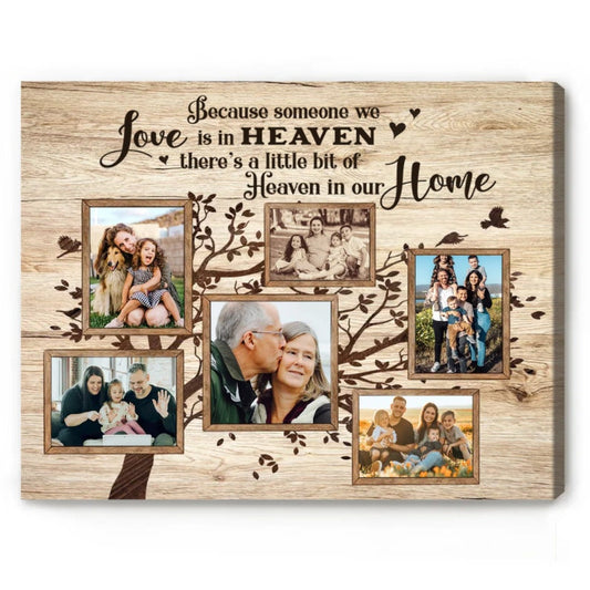Family Tree Photo Collage Canvas, Memorial Canvas Loss of Loved One, Christmas Gifts In Loving Memory, Pictures With Deceased Loved One